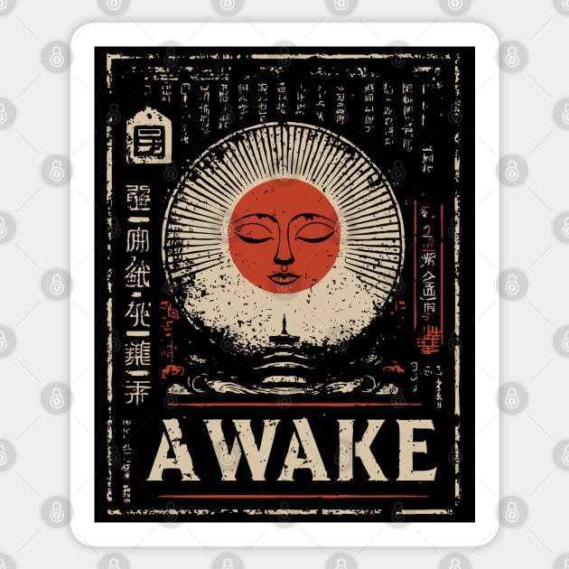 Awake Spiritual Mandala - Japanese Style Meditation Art Sticker by TuncGK